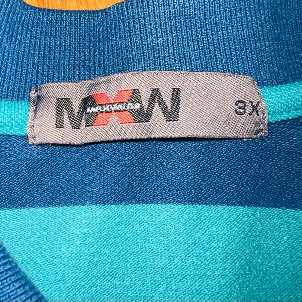 MAXWORKWEAR Polo Shirt Mens 3X Striped preppy rugby Short Sleeve MXW 3XL Grandpa - Picture 9 of 10